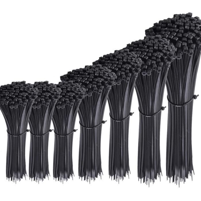 700 Colliers De Serrage Nylon Noirs – Lot Mult Tailles 4/6/8/10/12 Pouces – Serre-Câbles Industriels Solides