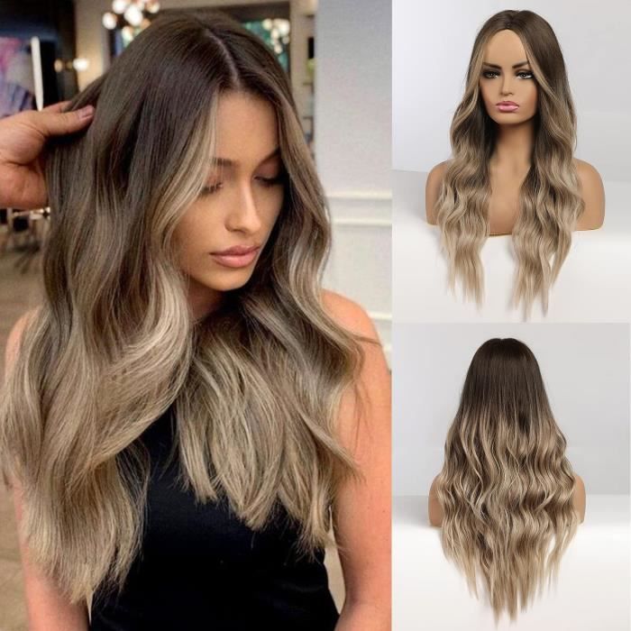 Perruques De Cheveux Longs Pour Les Femmes Couleur Ombr e Brun