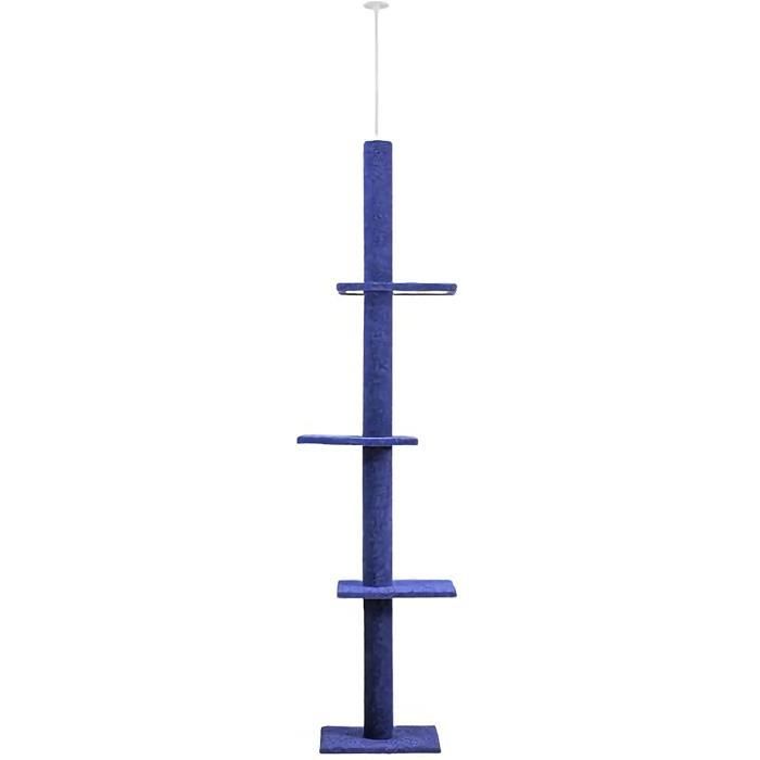 PawHut Arbre à Chat Du Sol Au Plafond De 225-255 Cm Parcours Chat Aire