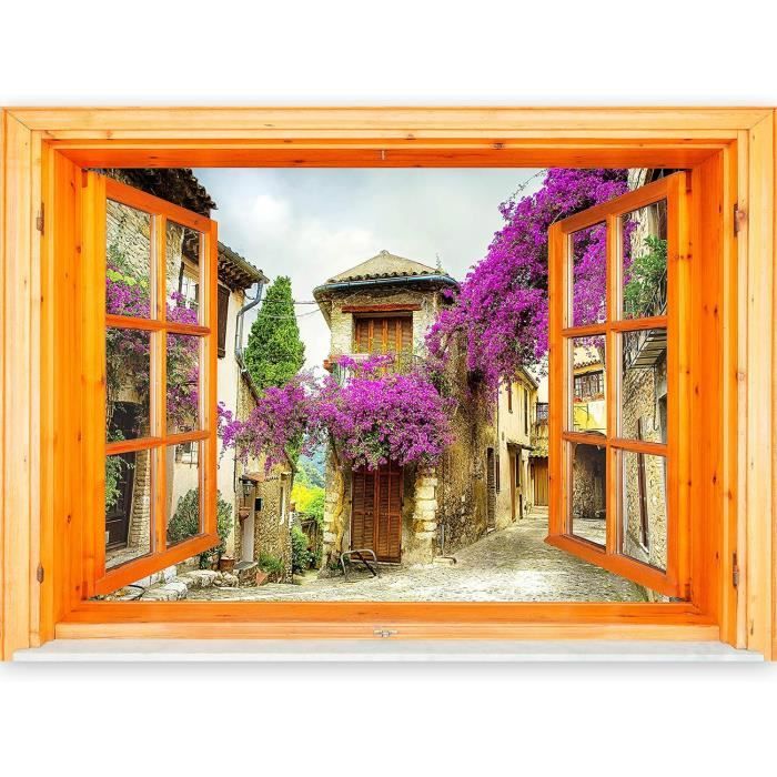 Affiche Déco Wallario « Fenêtre Sur Plage » - Illusion De Vue Mer Et Dunes - Prêt à Accrocher