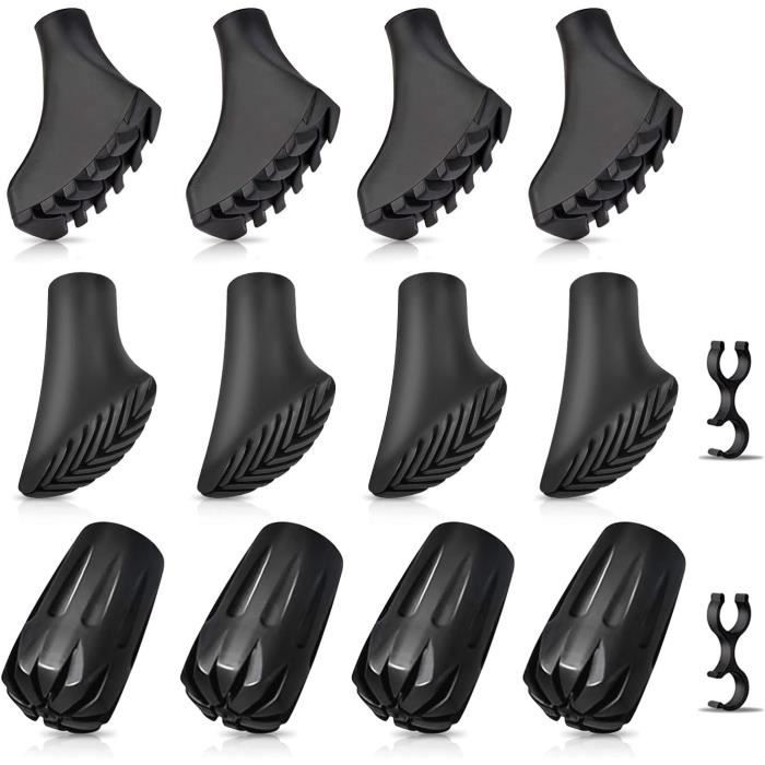 ALPIDEX Lot De 12 Embouts Caoutchouc Pour Bâtons De Marche Nordique - Diamètre 10 Mm, Pour Asphalte Et Surfaces Dures, 6 Paires Anti-Choc