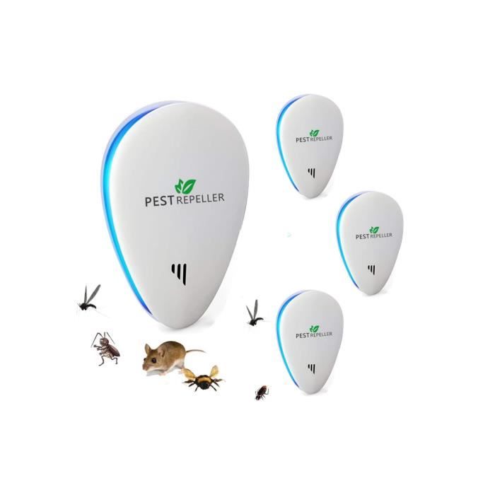 Répulsif Ultrason Anti-Rongeurs 4 Pack - Souris, Rats, Moustiques, Cafards | Sans Produits Chimiques, Écologique