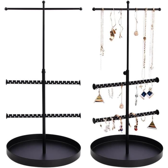 Présentoir à Bijoux Métal Noir 3 Niveaux Avec Plateau - Tinyyo, Neuf Avec étiquettes