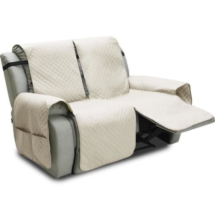 Housse de Fauteuil Relax - Antidérapante - Beige - Tissu Synthétique - Design Contemporain - 2 Places