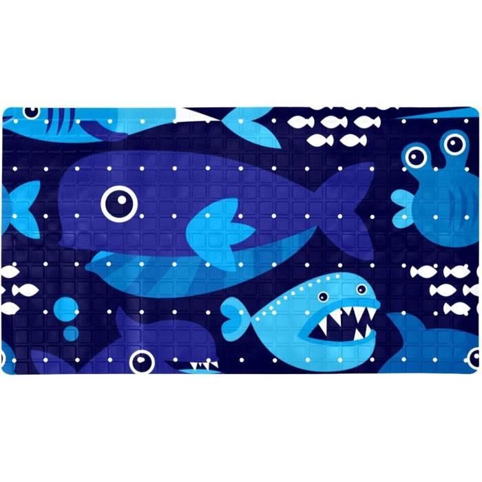 Tapis De Douche Antidérapant 52x52cm Motif Dauphins - Sécurité Salle De Bain Bleu