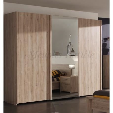 Armoire 3 Portes Coulissantes Mona Chene Achat Vente Armoire