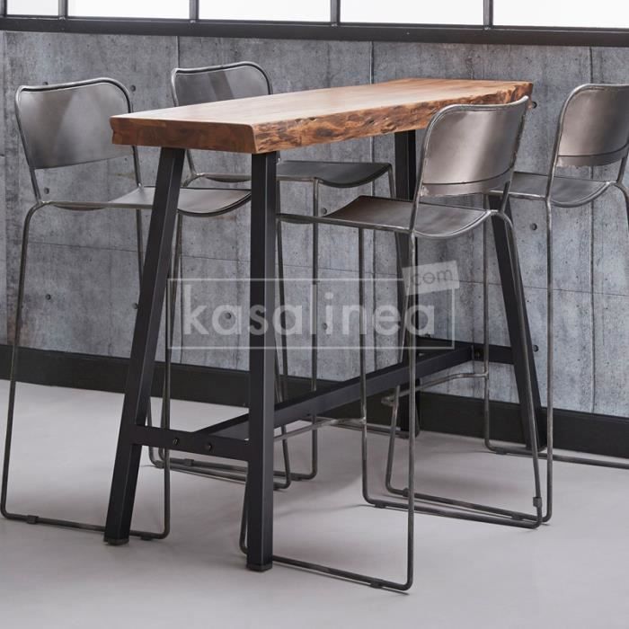 Table Haute En Bois Massif Liverpool L 125 X P 46 X H 92 Cm Marron
