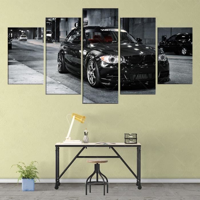DTR-396 Peinture sur toile imprimée HD, 5 pièces, BMW série 1, voiture de  sport, photos de chevet, maison, affi(Contient Cadre)