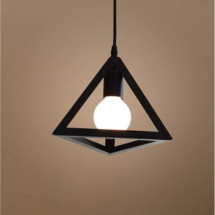 U-do Lustre E27 Suspensions Luminaire Moderne Metal Plafonnier Luminaire éclairage Forme de Triangle Edison Culot Noir