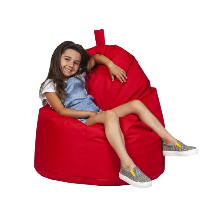 fauteuil pouf yoko poliester 75x70cm rouge