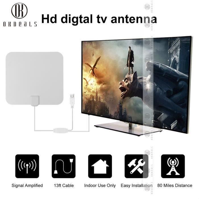 Antenne Tv Antenne Interieure Numerique Amplifiee Hd Tv Hdtv A Gain Eleve Gamme De 50 Milles Atsc Dvb Isdb Antenne Rateau Avis Et Prix Pas Cher Cdiscount
