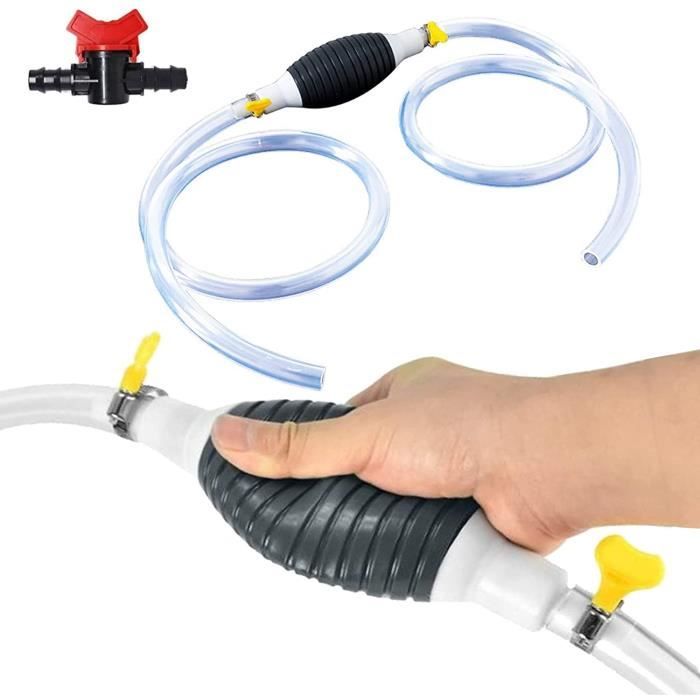 Pompe Siphon Manuelle 3m - Pour Essence, Diesel, Eau - Transfert Liquide Facile - Tuyau PVC