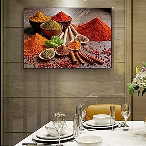 Tableaux Posters et Arts décoratifsHerbes et épices dans la Cuisine  Peintures sur Toile Tableau avec cadre 40x60cm[8447] - Cdiscount Maison