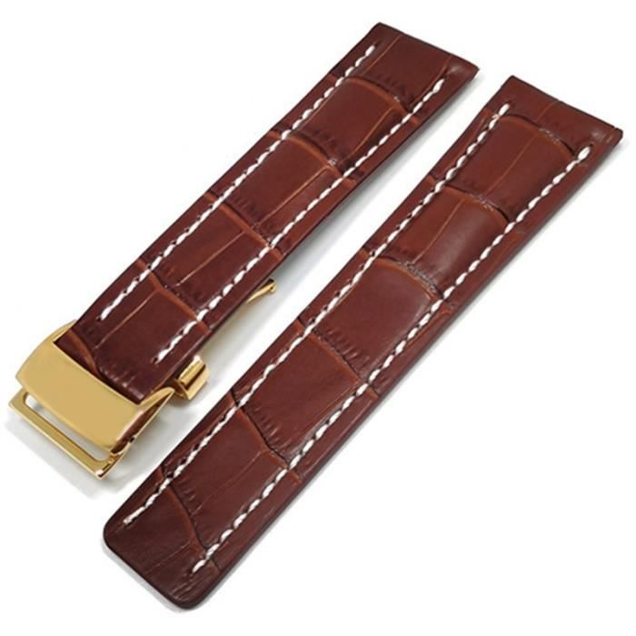Accessoires Montres,Pour Breitling SUPEROCEAN AVENGER NAVITIMER, Bracelet  de montre en - Type Brown-Gold Buckle2-22mm With LOGO , - Achat/vente  montre - Cdiscount