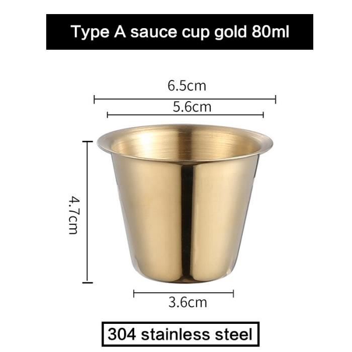 2 Bols à Sauce En Inox Doré – Diamètre 8 Cm, Parfaits Pour Sushis, Sauces, Ou Apéro - 2