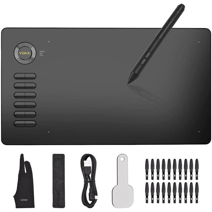 Tablette Graphique NearHub 10x6 Pouces - Stylo Sans Batterie, 8192 Niveaux De Pression, 8 Touches Rapides, Compatible PC/Mac