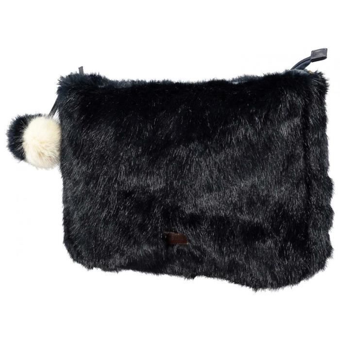 BARTS Sac pochette imitation fourrure bleu marine 26x38x3 cm