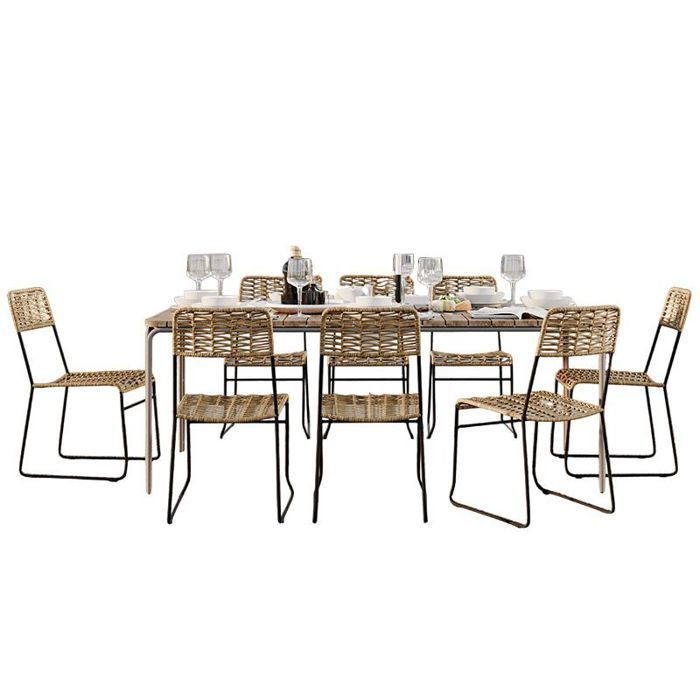 Ensemble table ASTI en bois d'acacia FSC 200 cm et 8 chaises de jardin - 42