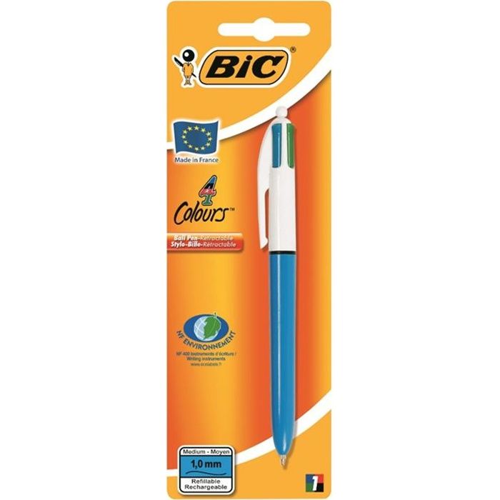 Bic 4 Colours Medium/ Shine Pack de 2 Stylos-Bille rétractable pointe moyenne Multicouleur 