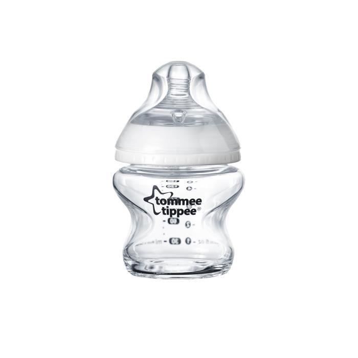 Taille 0+ 240 ml En silicone Avec tétine anatomique NIP Lot de 2 biberons en verre à col large Lait 