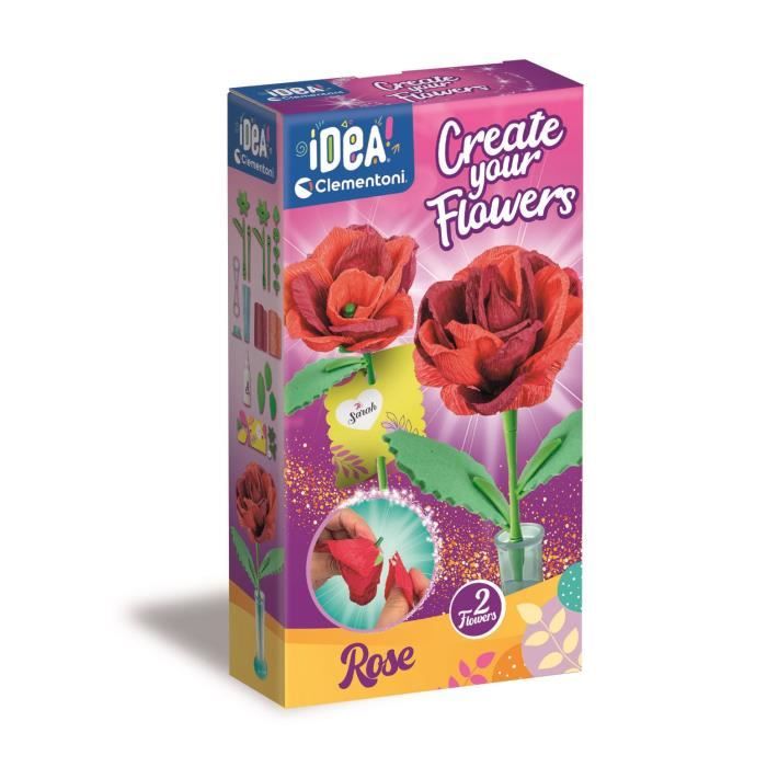 Coffret Créatif Clementoni Crée Tes Fleurs – 2 Fleurs à Assembler et Personnaliser