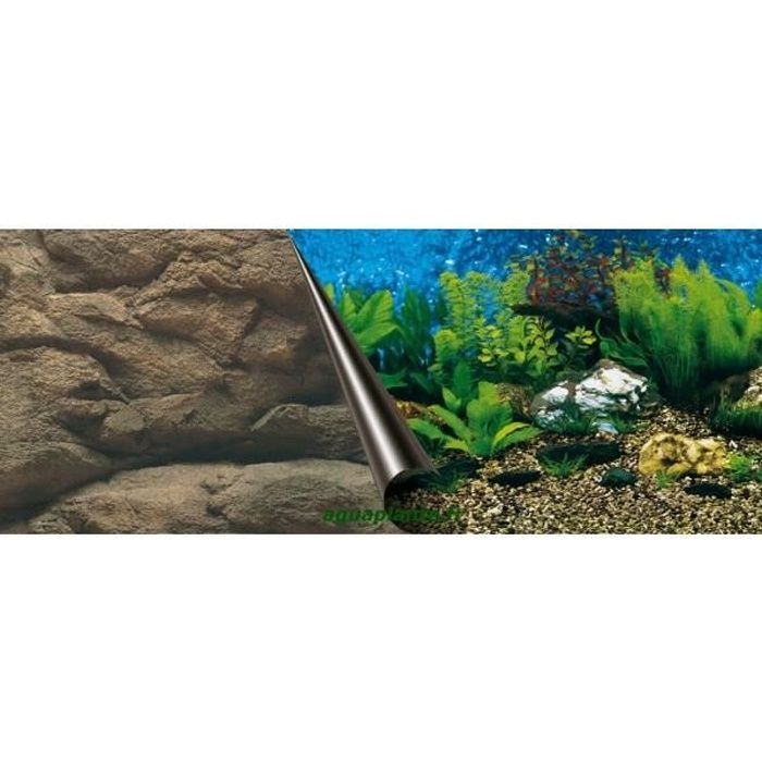 Meilleurs prix pour ebi poster fond d'aquarium - 80 x 40 cm - imprimé rocher / mer