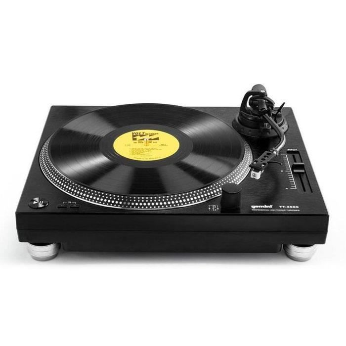 Gemini TT-4000 - Platine vinyle DJ à entraînement direct - 3 vitesses (33-45-78 trs/min) - Pré-ampli phono - Port USB