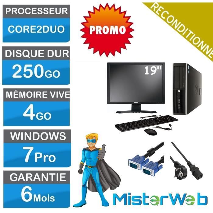 Pack pc complet - HP 6000 Pro - 250Go HDD - 4Go Ram - Unité centrale + écran - Hewlett packard