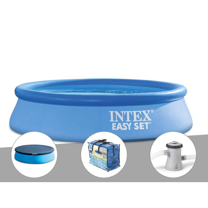 Kit piscine autoportée Intex Easy Set 2 44 x 0 61 m + Bâche de protection + Bâche à bulles + Épurateur à cartouche