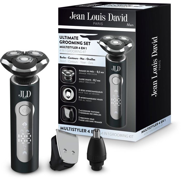 Tondeuse usages JEAN LOUIS DAVID KIT GROOMING 4 en 1 3 têtes Ecran digital