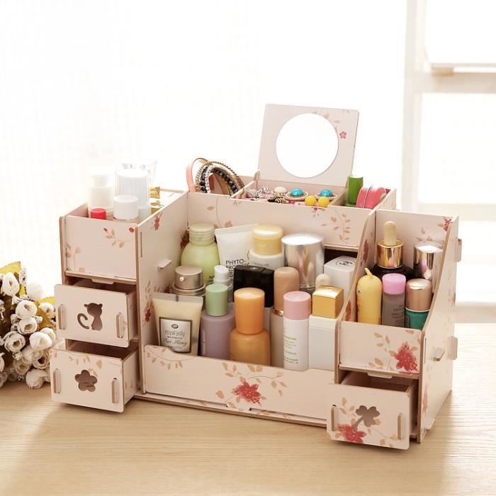 Organiseur Rangement Maquillage Cosmetiques Tiroir En Bois Pour