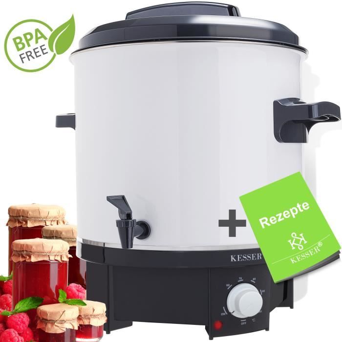 KESSER Machine à Vin Chaud 8 L – Distributeur Boissons Chaudes Acier Inoxydable, Thermostat 30-100°C, 1800W, Incl. 10 Gobelets, Noir