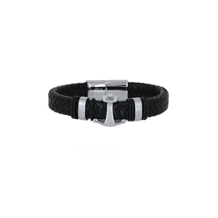 Bracelet mixte homme femme ancre marine Noir Brillant Hope 2017 encre cordon