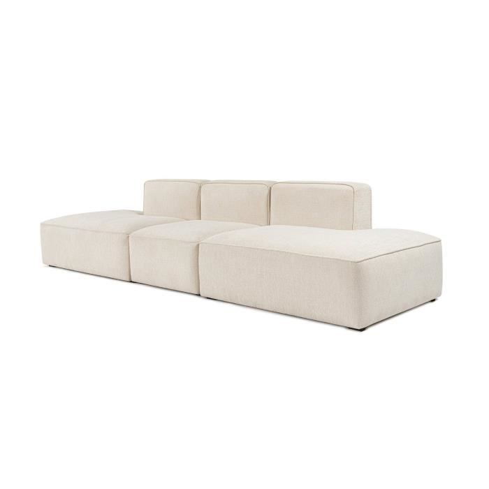Canapé modulable 4 places Blanc Tissu Moderne Confort