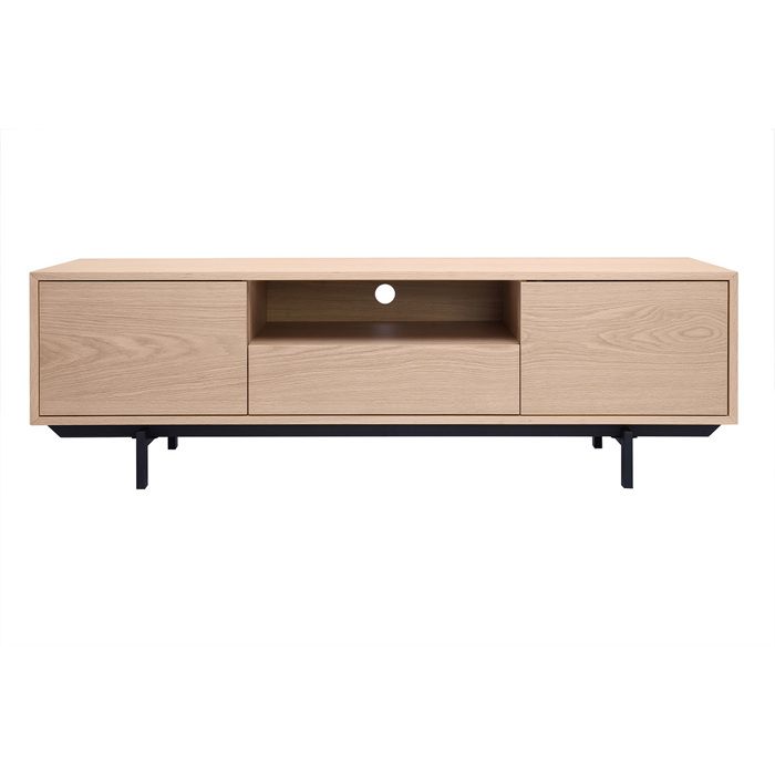 Miliboo - Meuble TV finition bois chêne avec niche ouverte L160 cm MANNY Miliboo - Meuble TV finition bois chêne avec niche ouverte L160 cm MANNY
