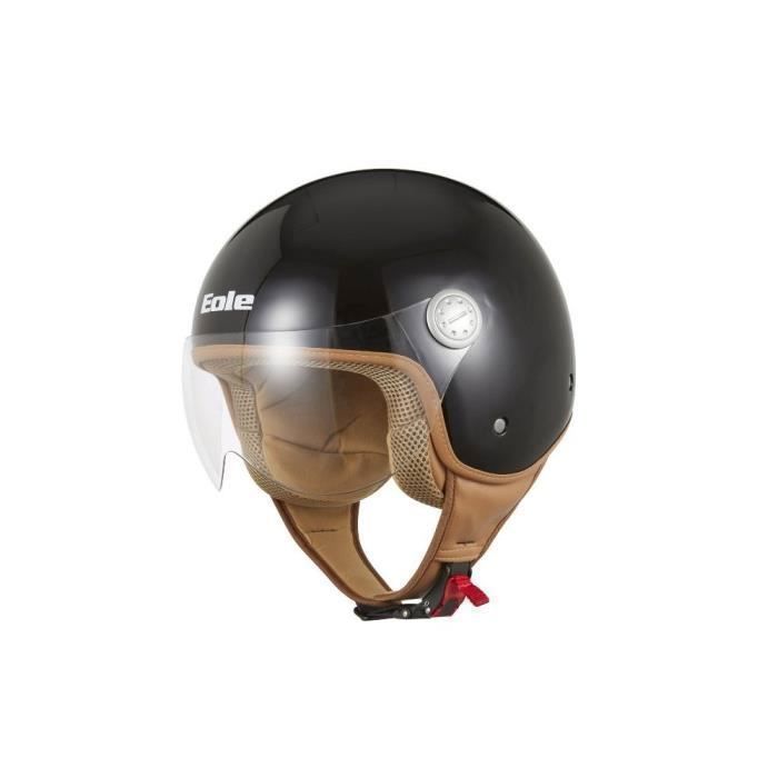 Eole - Casque Jet Road - noir verni avec intérieur marron