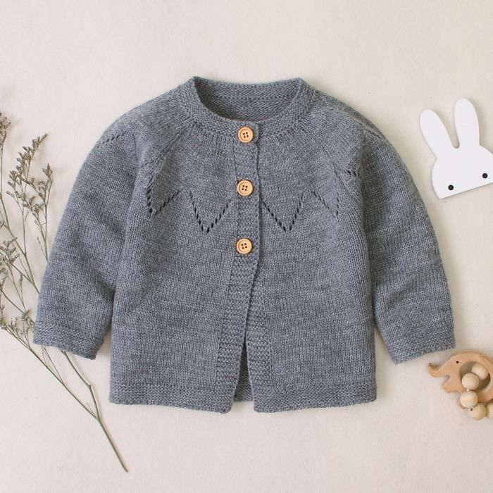 Enfant En Bas Age Bebe Bebe Garcons Filles Cardigan Crochet Pull Tricot Pull Sweat Gris Cdiscount Pret A Porter