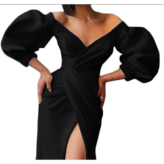Sexy Robe De Cocktail Longue Femme Unie Manches Longues Epaule Nue Printemps Robe De Soiree Fille Robe Collant De Mariage Hiver Achat Vente Robe De Ceremonie Cdiscount