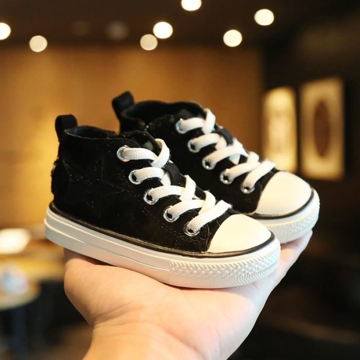Baskets en cuir pour enfants de 0 à 4 ans, chaussures de sport à la mode,  imprimé étoile, tigre et léopard Black - Cdiscount Chaussures