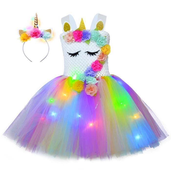 Robe Licorne Fille Bébé - Robe De Princesse Manches Longues Noeud, Tenue Photographie Noël Anniversaire 65CM