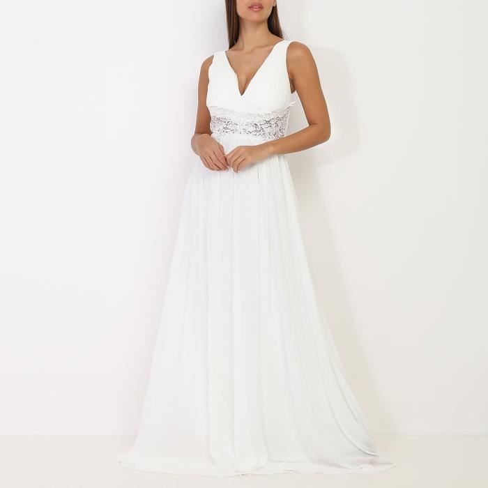 Robe longue blanche cheap en dentelle
