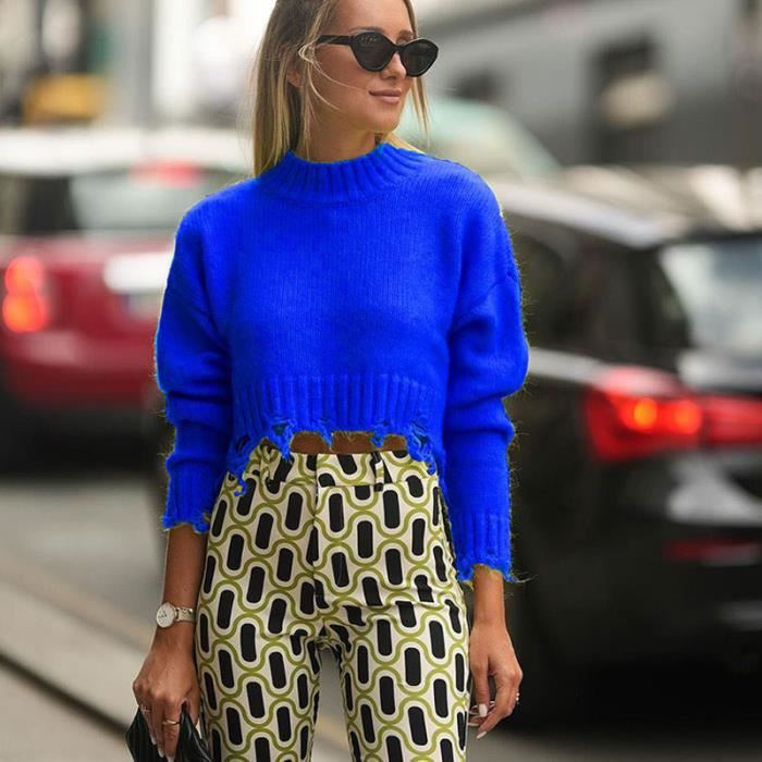 Pull discount troué femme