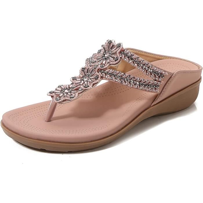 Sandales Plates Femmes élastiques - Confortables Pour L'été, Plage, Ville, Avec Sangle Réglable - 6