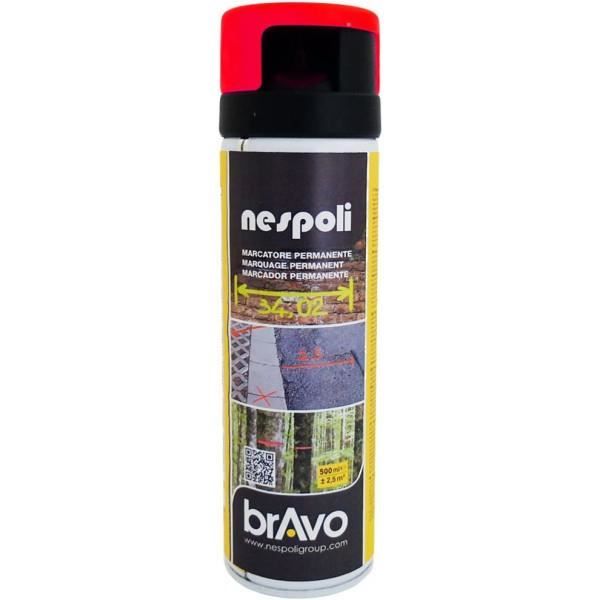 Bombe de peinture professionnelle Nespoli traceur de chantier - rouge fluo