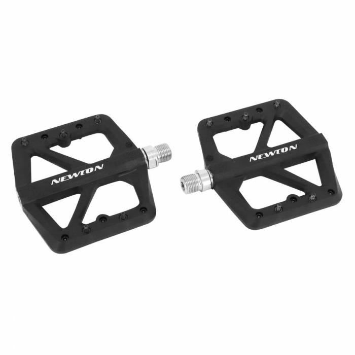 Pedale vtt descente bmx newton noir fibre axe alu filetage 9 16