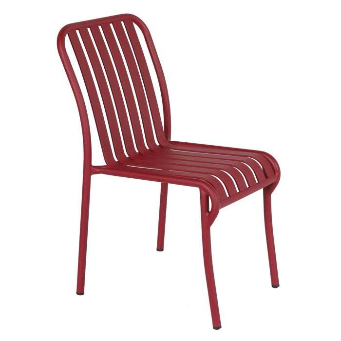 Chaise design de terrasse en aluminium rouge Faro - Oviala Chaise design de terrasse en aluminium rouge Faro - Oviala