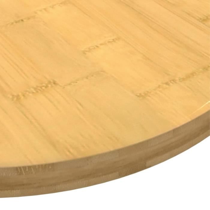 Dessus de table en bambou - PWSHYMI - Rond - 40 cm de longueur - Finition vernie