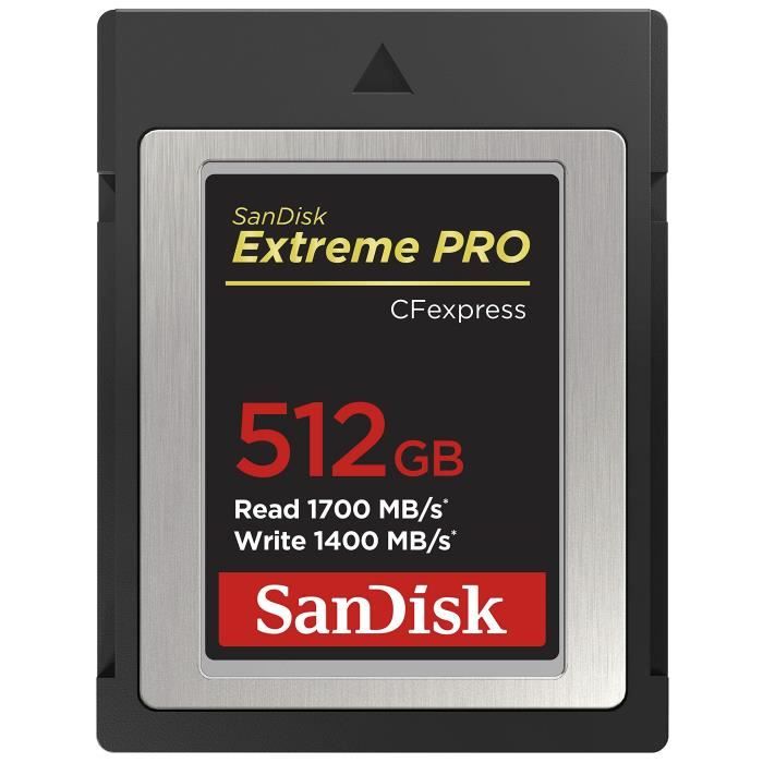 Carte SanDisk Extreme PRO CFexpress Type B 512 Go jusquà 1 700 Mo-s pour tourner des vidéos en 4K RAW