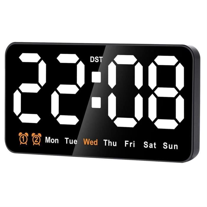 Horloge Murale Numérique LED 9 Pouces | Grands Chiffres, écran Large | 12/24h, Alarme | Silencieuse, Design Rouge