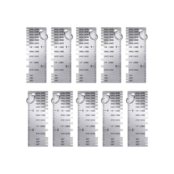 10 pièces Jauge D'éPaisseur de TôLe en Acier Inoxydable Jauge de ...